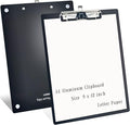 Aluminum Magnetic Clipboard A4 Metal Strong Fixed Magnet Message Clip Board Stainless Hangable w/Pen Holder Letter 9" x 12.6" for School Office Forklift Factory Workshops Supplies (Black)