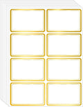 2" x 3" 200 PCS Name Labels, Waterproof Blank Name Tag Stickers with Permanent Adhesive Writable Stickers with Metallic Gold Border for School Office Home