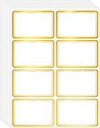 2" x 3" 200 PCS Name Labels, Waterproof Blank Name Tag Stickers with Permanent Adhesive Writable Stickers with Metallic Gold Border for School Office Home