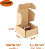 PHAREGE 4x4x2 inch Shipping Boxes Bulk 50 Pack Brown, Tab Lock Tuck Top Mailer Boxes for Packaging Small Business, Small Cardboard Gift Boxes for Wrapping Mailing Present