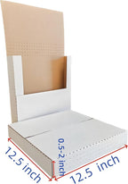 50 Pack,vinyl record mailer Corrugated Mailer,12.5x12.5x2inch, Easy-Fold Shipping Box, White,Height Adjustable,Comic book mailer,