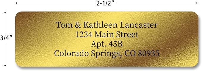 Personalized Return Address Labels, Roll of 125 Gold Foil Self-Adhesive Labels Without Dispenser, Customize with Name & Shipping Address, Colorful Images