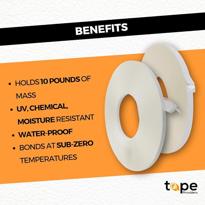 WOD DCATUHB10 Ultra High Bond Double Sided Mounting Tape – Clear Acrylic Adhesive, Weatherproof & Industrial Strength – 3/8” x 60 Yards (32 Pack) for Glass, Metal, Outdoor & Indoor Use