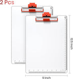 Clipboards with Pen Holder A4 Size 12.5x9 Inch Aluminum Protection Clip Board for Classrooms, Offices, School, Doctor, Coaches [Upgraded Clip] [White-Red, 2 Pack]