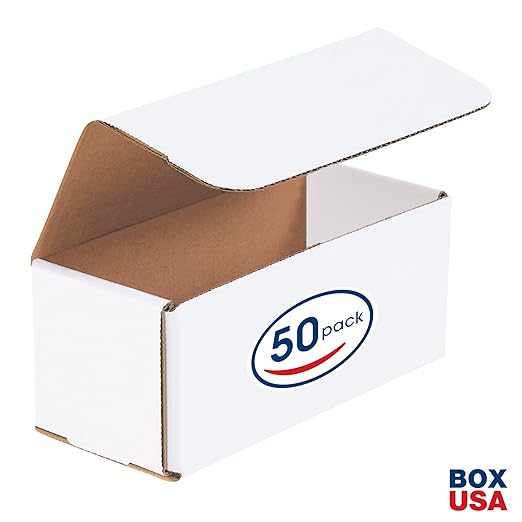 Box USA BM733 7"L x 3"W x 3"H, White (Pack of 50)