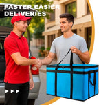 XXXL Insulated Food Delivery Bag - Reusable Thermal Cooler Grocery Bags for Catering & Delivery, Pizza Carrier for Events, Large Capacity Bag Keeps Food Hot/Cold for Shopping, Commercial (with Base)