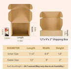 12x9x2 inches Shipping Boxes Set of 25, Small Corrugated Cardboard Box, Literature Mailer, Gift Boxes (Brown, 12x9x2)