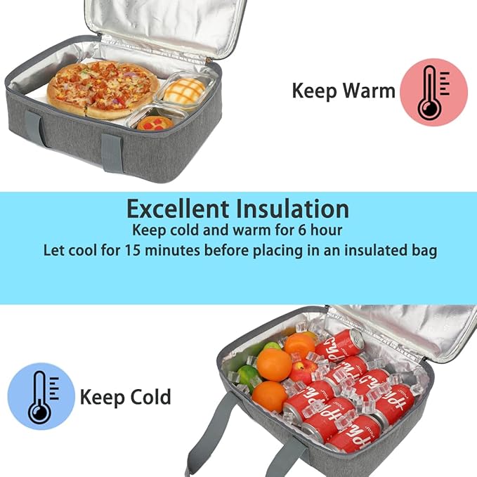 Insulated Casserole Carrier Bag - Large Portable Hot and Cold Food Storage Tote with Handles Thermal Bag for Parties, Picnics, Camping, Travel,Fits 9"x13" Baking Dish,Grey