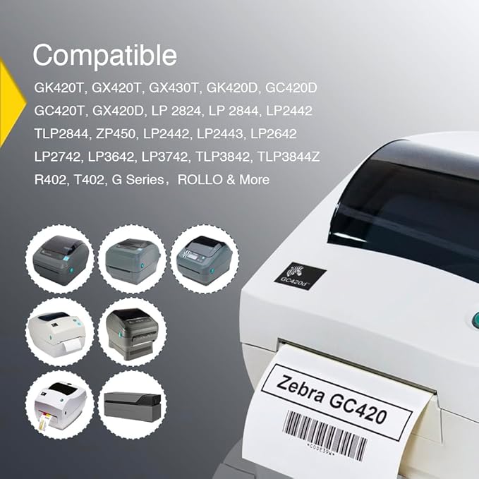 BETCKEY - 4" x 2" (102 mm x 51 mm) Barcode Shipping & Multipurpose Labels Compatible with Zebra & Rollo Label Printer,Premium Adhesive & Perforated [20 Rolls, 15000 Labels]