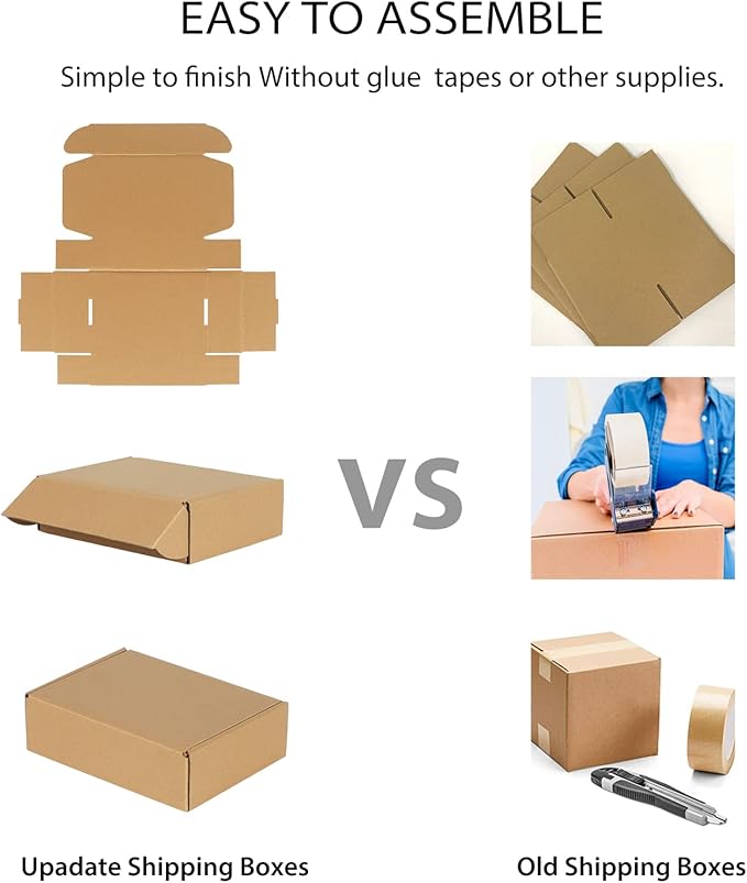 Trwcrt Shipping Boxes 7x5x2 Set of 20, Corrugated Cardboard Box for Packing Small Business, Brown