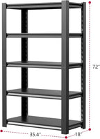 36" W Storage Shelves 2500LBS Garage Shelving Heavy Duty 5 Tier Adjustable Shelving Unit Metal Storage Rack for Basement, Pantry, Kitchen, Warehouse 15.8" D x 35.4" W x 72" H