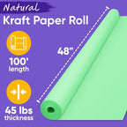 USA Made 48" x 1200" Light Green Paper Roll, 45 lbs Thickness, American Quality Colored Kraft Paper for School, Bulletin Board - Non-Toxic, Odorless, Safe for Kids
