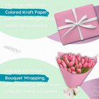 PerkHomy 36" x 1,440" (120') Light Pink Kraft Paper Roll for Craft Bulletin Board Paper Art Table Covering Crafting Gift Wrapping Bouquet Packing Parcel 80GSM 55LB (Light Pink, 36" x 120')