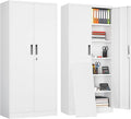 Steel SnapIt Cabinet, 71 Inch Metal Storage Cabinet with Locking Doors and 5 Adjustable Shelves, Garage Cabinet, Tool Cabinets for Office and Home Use (White)