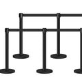 6-Pack Black Stanchion Posts with Retractable Belts, Hollow Sand-Fillable Base for Maximum Stability, Crowd Control Queue Barriers for Theaters, Parties, Weddings, Exhibitions