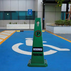 26.5" Caution Cones, 4-Sided Visible Safety Signs with Heavy Rubber Base, Warning for Slip & Fall Prevention, Indoor/Outdoor Use (8, Reserved Parking-Green, 26.5 inch)