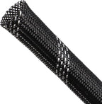 Braided Cable Sleeving, PET Expandable Braided Cable Sleeve, Flexible Mesh Sleeving Cord Management for Audio Video and Other Home Device, Cord Protector from Pets (Black Silver, 1/8" x 25ft)
