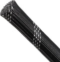 Braided Cable Sleeving, PET Expandable Braided Cable Sleeve, Flexible Mesh Sleeving Cord Management for Audio Video and Other Home Device, Cord Protector from Pets (Black Silver, 3/8" x 25ft)