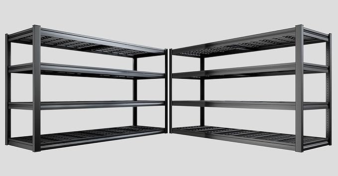 62" W Garage Shelving Heavy Duty, 4 Tier Garage Shelves, 27" D Adjustable Storage Shelving Unit, Commercial Metal Shelf for Warehouse, Pantry, School, Shop, 62" Wx27 Dx62 H, 2 Pack