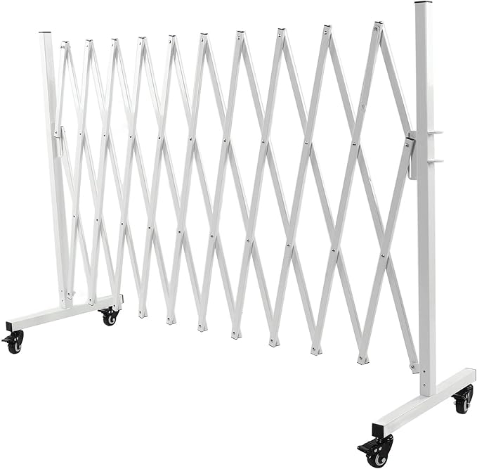 Metal Expandable Barricade Gate, Aluminum Folding Mobile Safety Barrier 130in - Lightweight Durable Design, Adjustable Stability, Ideal for Driveway Security