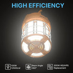 HYPERLITE LED Temporary Work Light 100W 12500LM 300W HID/HPS 5000K, Portable LED Jobsite Light with Stainless Steel Safety Guard and Sturdy Hook for Construction Sites, Workshop(with an ON/OFF Switch)