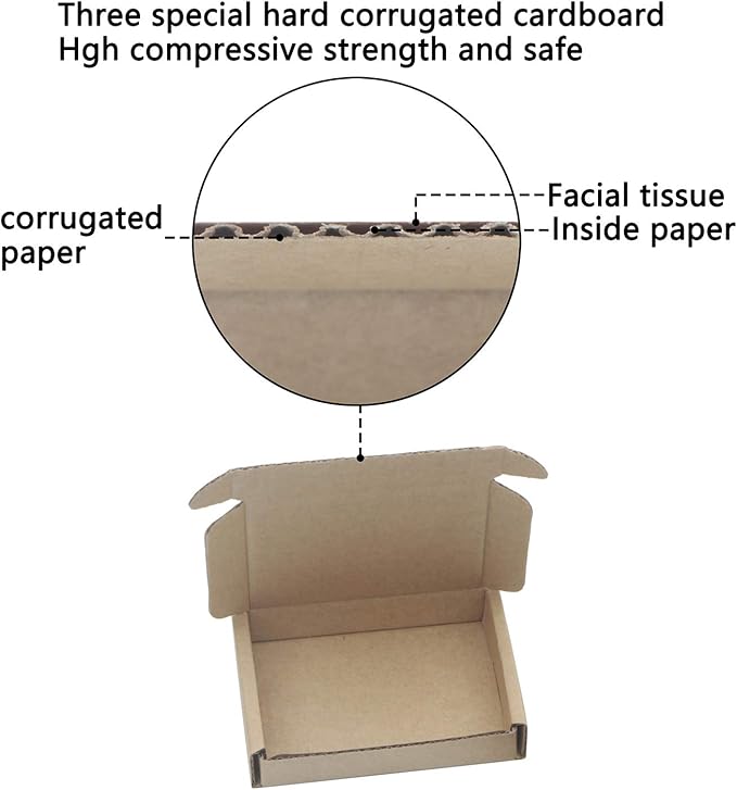 Ellbest 50pcs Kraft Paper Boxes, Corrugated Mailing Cardboard Packing Box for Jewelry Wraping Shipping, Storaging Small Item, Brown, 3.5 x 2.6 x 0.7 inches