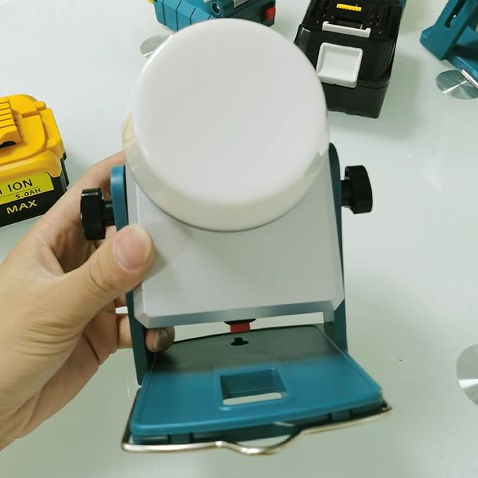 Small LED Work Light 18W Portable Hangable Outdoor Flood Lamp, LED Work Lantern with 360° Rotation, 1600lm Bright Light for 14/18V Battery, ABS and Aluminum Construction for