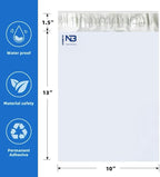 NB 10x13 Inch - 500 Pcs White Poly Mailers Strong Adhesive Self-Seal Shipping Envelopes, Tear & Water Resistant Packaging for E-Commerce and Small Business