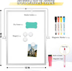 Dry Erase Magnetic White Board, 16" x 12" Double-Sided Desktop Whiteboard with Stand, Portable Small Whiteboard Set for Drawing, Office, Home, School