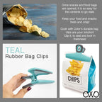 COOK WITH COLOR Food Clips - Wide Heavy Duty Chip Clips, Large Bag Clips for Food Storage with Air Tight Seal Grip, Pack of 4, Teal