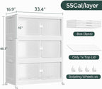 165Gal Stackable Storage Bins with Lid and Wheels, 660QT Plastic Collapsible Storage Boxes with Doors, Closet Organizer and Storage Cabinet for Home Kitchen Office Dorm Room, 3Pack White