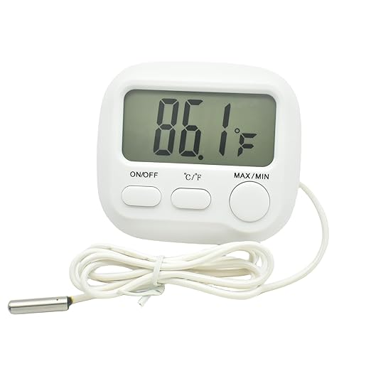 Small Digital Thermometer ON/Off Switch Indoor/Outdoor Meter Gauge with 5ft/1.5M Probe Sensor