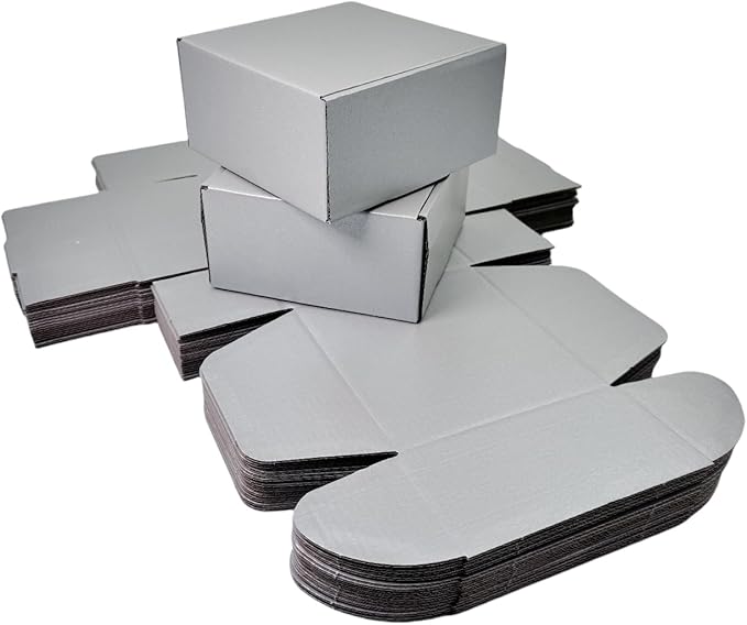 10 Pcs 9.8 x 9.8 x 4 inches Large Size Corrugated Cardboard Gift Boxes Recyclable Shipping Boxes for Mailing & Holidays, Wedding, Birthday, Gifts Packaging (Silver, 9.8 x 9.8 x 4")