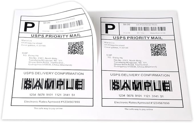 [500 Sheets; 1000 Labels] Half Sheet Self Adhesive Shipping Labels for Laser & Inkjet Printers, 8.5" X 5.5" Shipping Labels for Laser & Inkjet Printers