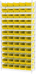 Akro-Mils 30130 Plastic Shelf Bins, Heavy Duty Storage Bins for Garage, Closet, and Drawer Organization, 12-Inch x 6-1/2-Inch x 4-Inch, Yellow, 12-Pack