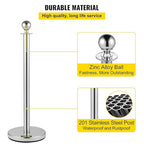 VEVOR Stanchion Post with Velvet Ropes, 6-Pack Crowd Control Stanchion with 3PCS 5FT Red Velvet Ropes, Stainless Steel Queue Barrier Line Divider with Ball Top for Events, Museums, Parties