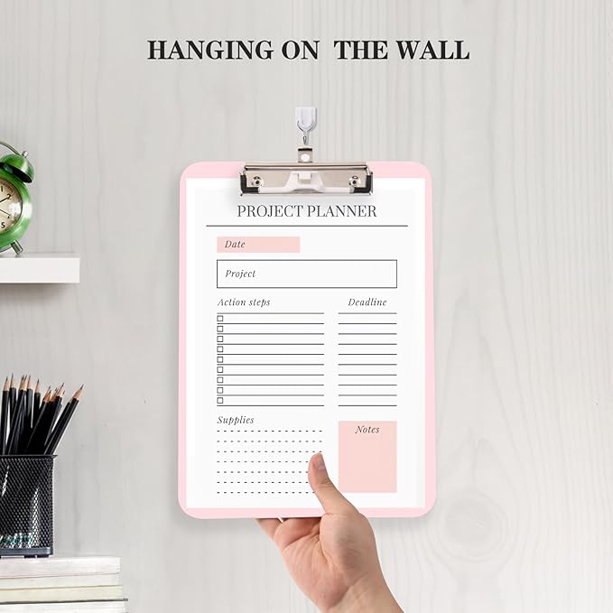Pink Plastic Clipboard,Nursing Clipboard,Standard Letter A4 Size,Heavy Duty Clip Boards 8.5x11,Cute Clipboards with Pen Holder for Women Kids Students,School Office Home Work