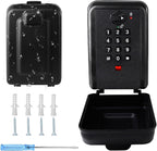 Key Lock Box, 12-Digit Code, Weatherproof Wall Mount, Large Capacity 5-8 Keys, Aluminum Alloy (Black, 3.58 * 2.24 * 5.28IN)