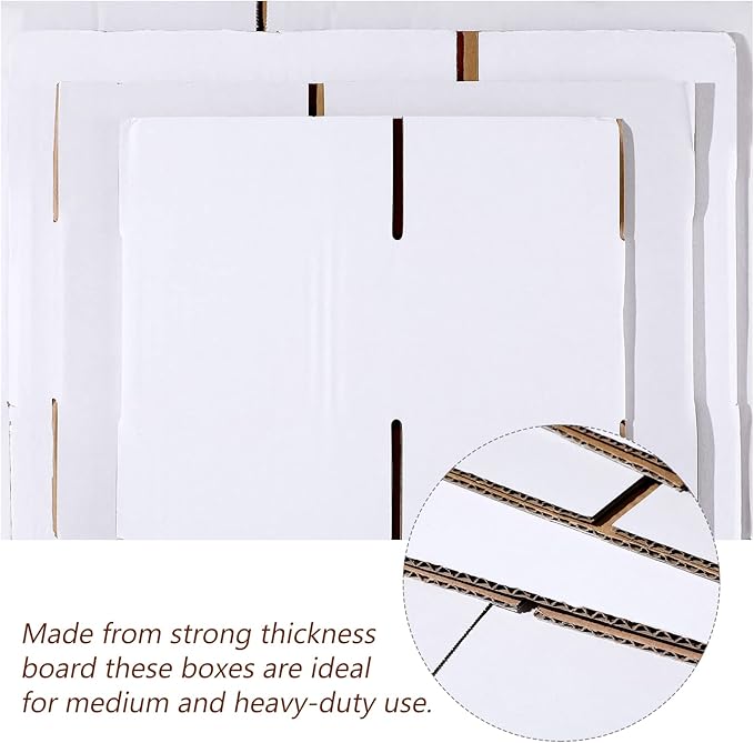 Outus 32 Pack 4 Sizes Shipping Boxes Mailers Corrugated Cardboard Box Kraft Mailing Boxes Small Packing Box with Packaging Tape for Shipping Packing Mailing (White)
