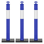 RoadHero 45 Inch Delineator Post with Rubber Base, Heavy Duty Blue Traffic Delineator Posts Cones with Reflective Collars for Parking Lots, Road Safety, Construction Events 3 Pack