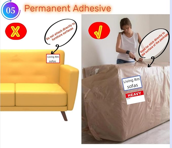 5" x 3" Large Moving Labels for Home Packing Box Label with Writable Notes Areas, 6 Color Coded Border Label + Fragile Moving Stickers + Heavy Blank Labels + 2 Permanent Markers. Permanent Adhesion