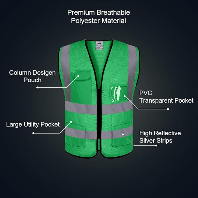 BeautyWill Custom Safety Vest Logo Class 2 High Visibility Reflevtive Vest Outdoor Protective Workwear