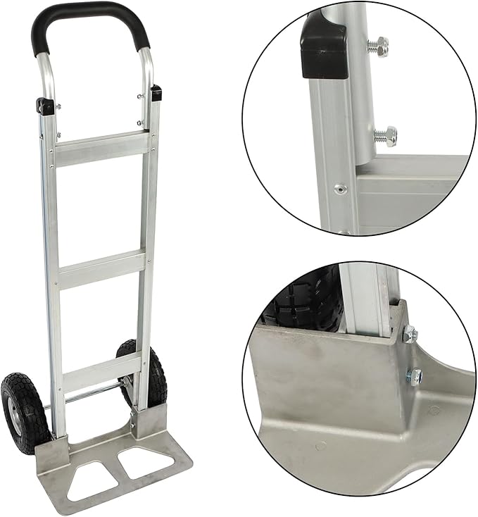 findmall 500 Lbs Capacity Dolly Aluminum Silver Hand Truck with Wide Wheels for Moving