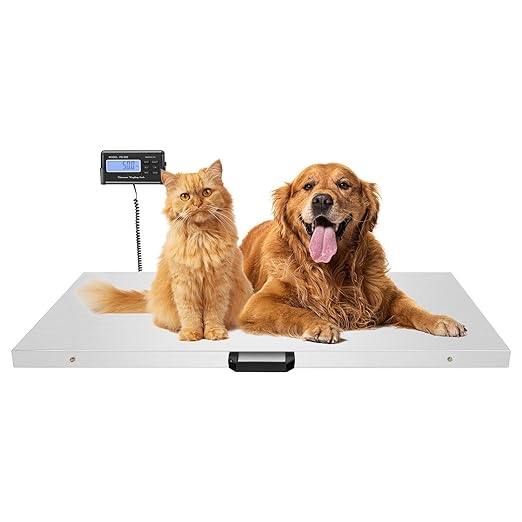 Animal Digital Scale, 500KG/1100Lbs Electronic Stainless Steel Veterinary Scale Heavy Duty Digital Livestock Platform Scales for Animal Pet Cat Dog (1100Lbs)
