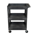FSE 373-SEC111-B 24" x 18" Plastic Utility Tub Cart - Three Shelf-Black