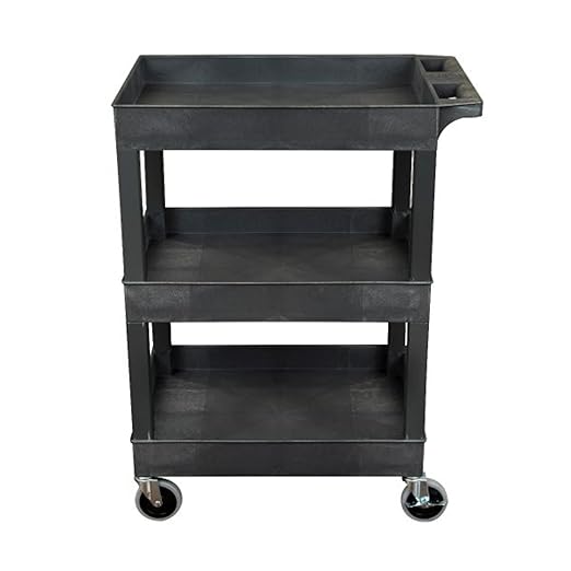 FSE 373-SEC111-B 24" x 18" Plastic Utility Tub Cart - Three Shelf-Black