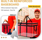 2PK Insulated Food Delivery Bag with Baseboard — Reusable Thermal Cooler Grocery Bags for Catering & Delivery, Pizza Carrier for Events, Large Capacity Bag Keeps Food Hot/Cold for Travel, Commercial