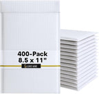 400-Pack 8.5x11" Bubble Mailers White Poly Padded #2 Envelopes Self Seal Shipping Bags Lightweight Tear Resistant Bubble Mailing Envelopes for Small Business Packaging, DVD, Clothing, Books, Gifts