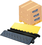 Kable Kontrol Atlas Heavy Duty Cable Protector Ramp - 2 Channel Bulk Wholesale Pallet - 10 Pcs - 35” Long Black & Yellow – 32000 Lbs Capacity - Rubber Speed Bump Wire Protector Cord Cover – CP9985