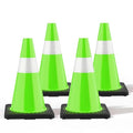 (4 Pack) BATTIFE Traffic Cones 18 Inch with Black Weighted Base, PVC Green Cone for Traffic Control,Construction Events, Driveway Road Parking Lot